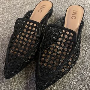 INC International Concepts Black Mesh Mules
